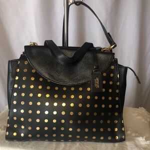 KATE SPADE Saturday black and metallic gold polka dot handbag. Genuine leather.